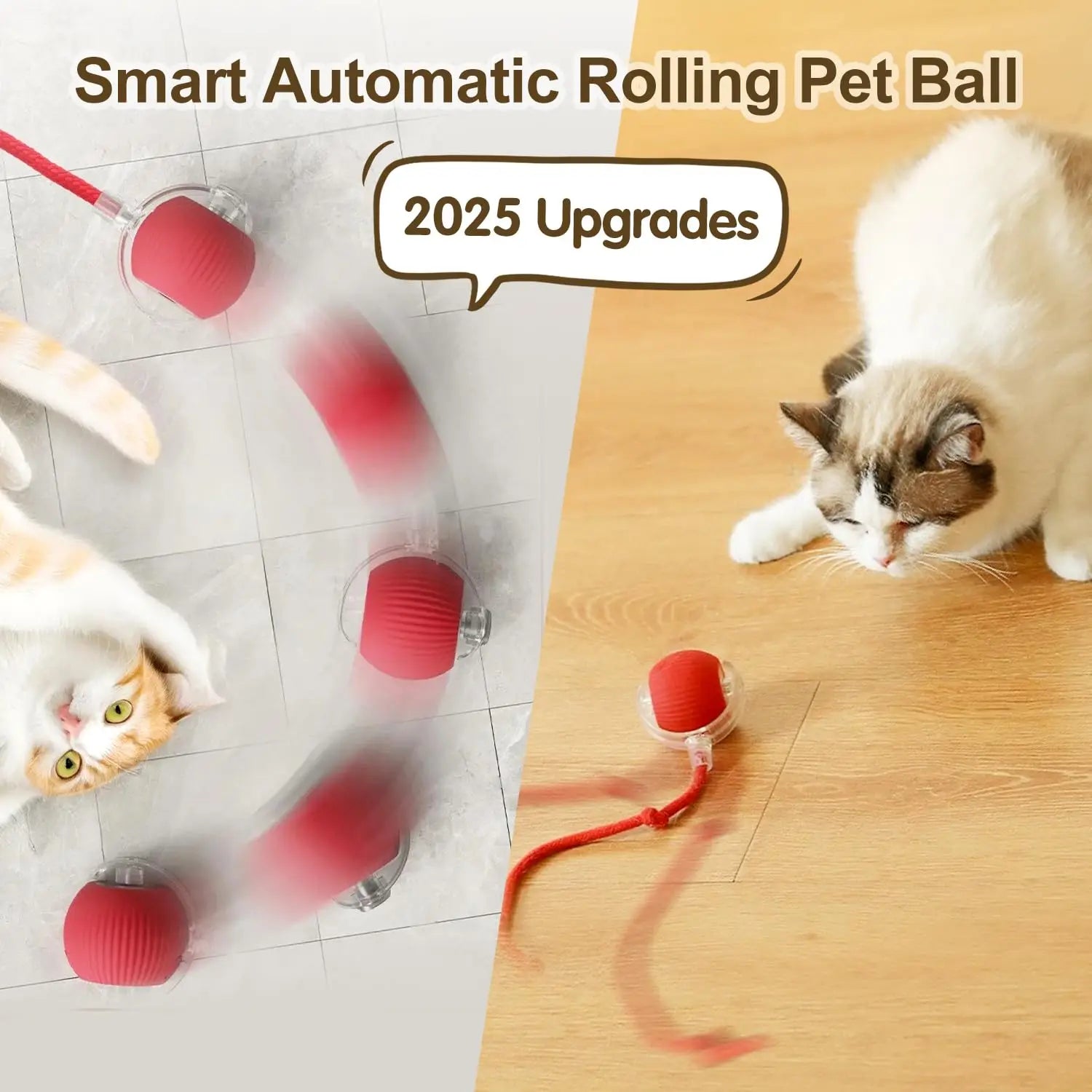 Cat Interactive Rolling Ball Toy – Rechargeable with Tail