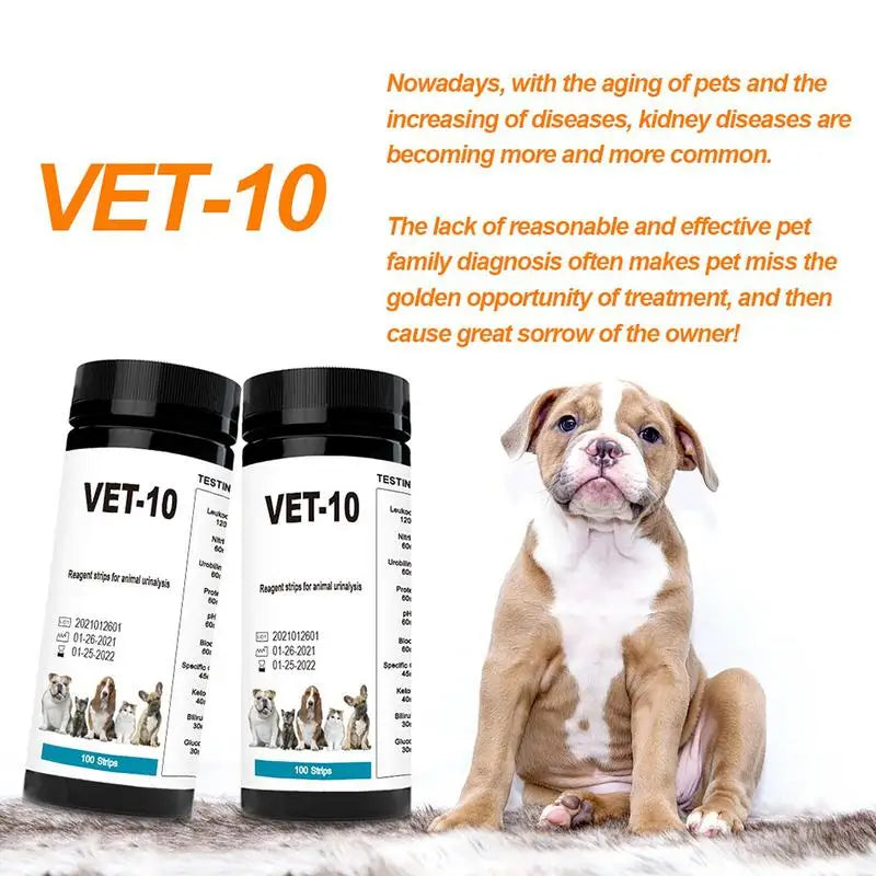 10-in-1 Pet Urine Test Strips – 100pcs