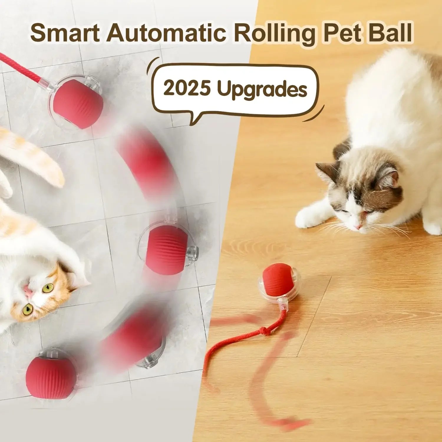 Cat Interactive Rolling Ball Toy – Rechargeable with Tail