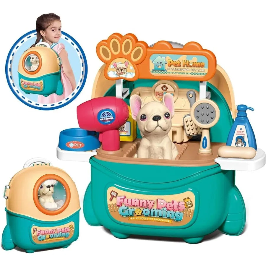 Gift Pet Dog Care Play Set for 16 Pcs Pretend Vet Grooming Toys for