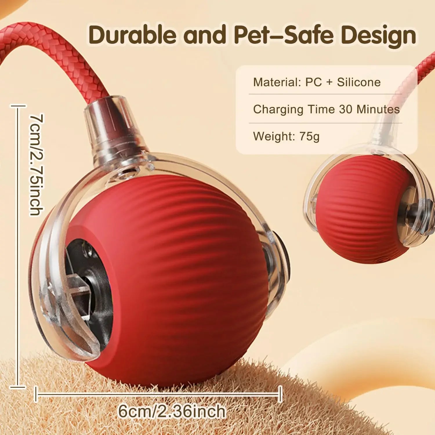 Cat Interactive Rolling Ball Toy – Rechargeable with Tail