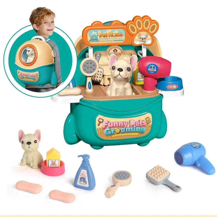 Gift Pet Dog Care Play Set for 16 Pcs Pretend Vet Grooming Toys for