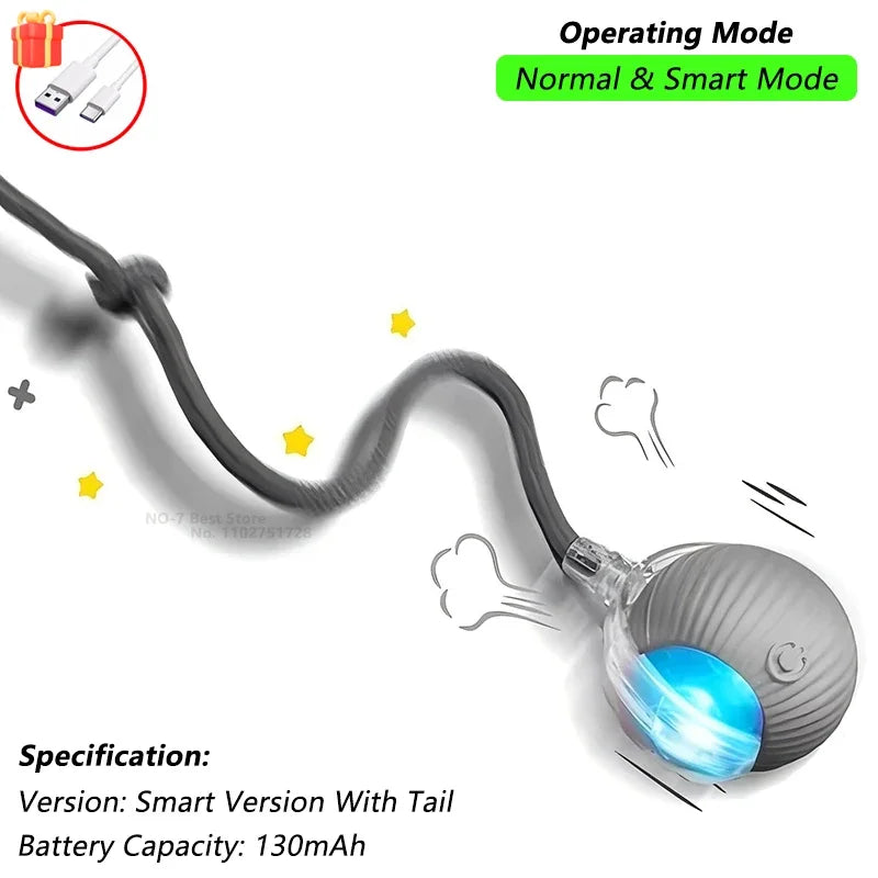 Cat Interactive Rolling Ball Toy – Rechargeable with Tail