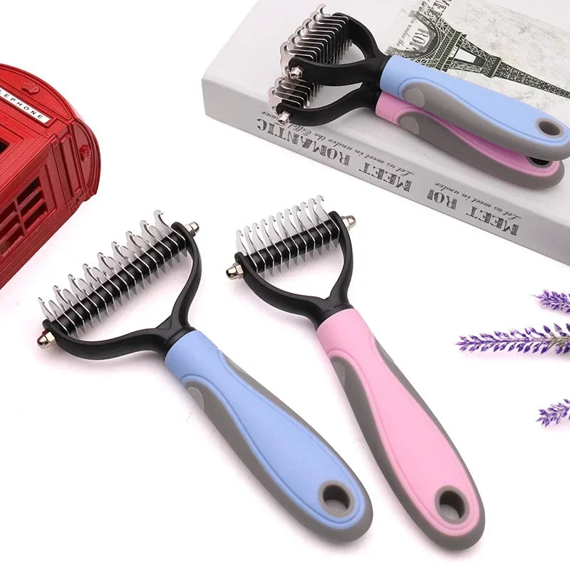 Double-Sided Pet Knot Cutter & Shedding Comb for Dogs & Cats