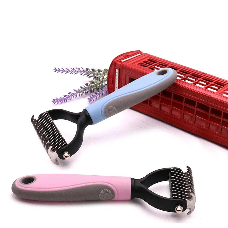 Double-Sided Pet Knot Cutter & Shedding Comb for Dogs & Cats