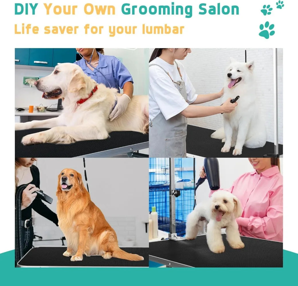 46'' Heavy-Duty Foldable Dog Grooming Table with Adjustable Arm & Noose