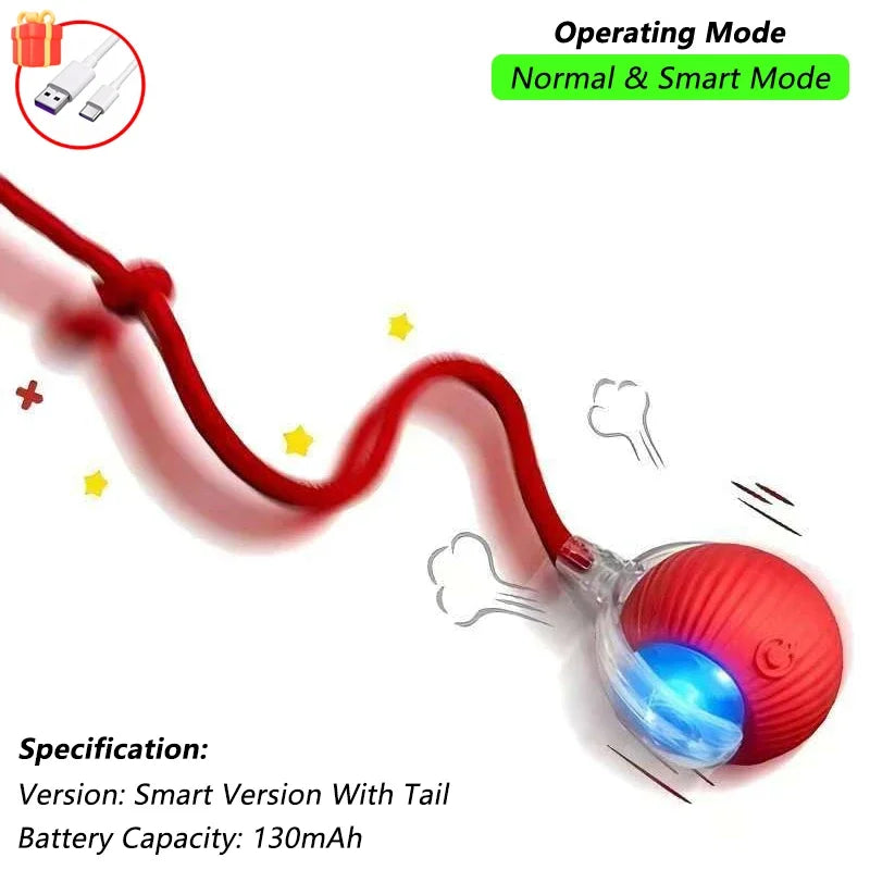 Cat Interactive Rolling Ball Toy – Rechargeable with Tail