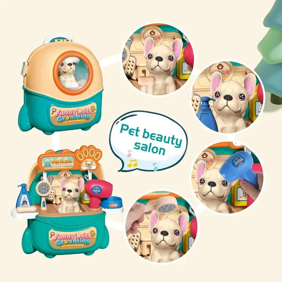 Gift Pet Dog Care Play Set for 16 Pcs Pretend Vet Grooming Toys for